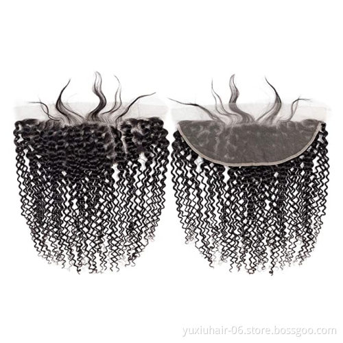 Virgin Brazilian Kinky Curly Human Hair Bundles With Frontal Unprocessed Row Remy Hair No Tangle Cuticle Aligned Hair